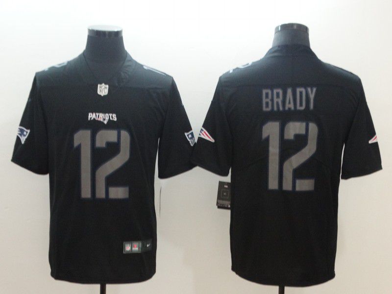 Men New England Patriots #12 Brady Nike Fashion Impact Black Color Rush Limited NFL Jersey
